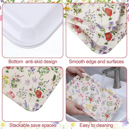 Vesici 3 Pcs Cherry Bow Serving Trays 13 x 10 Inch Pink Bow Cherry Melamine Platters Reusable Rectangular Serving Dishes for Coquette Wedding Baby Shower Birthday Party Sharing Snack Fruit Dessert