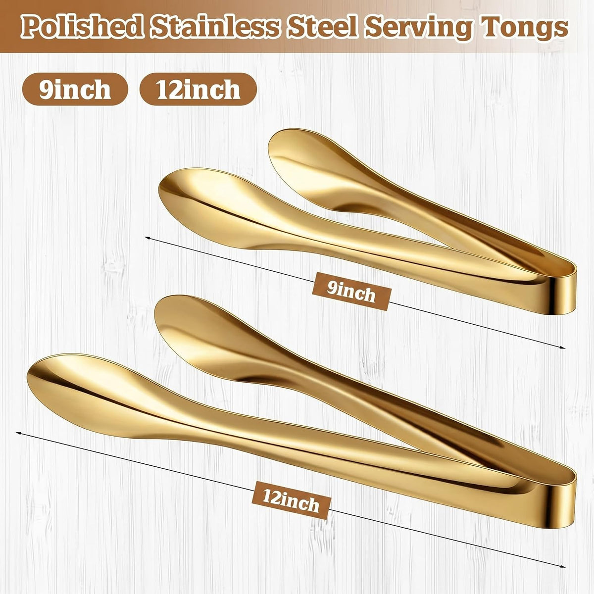 Silver Polished Serving Tongs 9 Inch