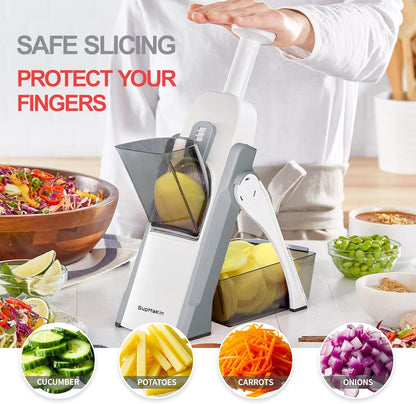 SUPMAKIN Safe Mandoline Slicer, Adjustable Vegetable Food Slicer and Chopper, Potato Fries Fry Cutter, Veggie Salad Chopper, New Kitchen Chopping Artifact Gifts 2026 (SliverGray)