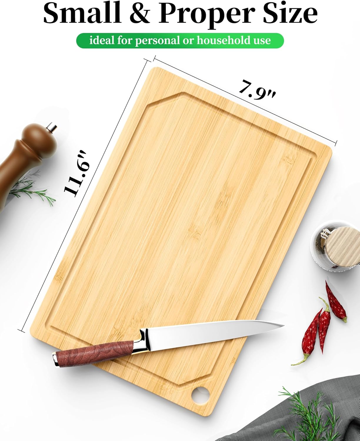Kitsure Bamboo Cutting Board Set - Multi-Sizes Wooden Cutting Boards for Kitchen, Convenient Kitchen Essentials with Deep Juice Grooves, Cutting Board for Chopping & Serving, 2 Pack, Natural