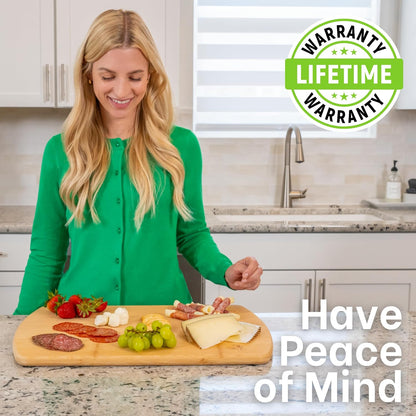 Greener Chef Luxury Bamboo Cutting Board Set of 3 with Glue-Free Surface Technology - Extra Spacious Wood Cutting Boards for Kitchen and XL Chopping Board Set - Replacements for Life