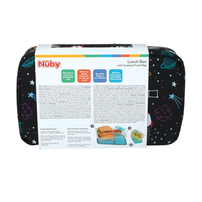 Nuby Lunchbox with Insulated Travel Bag - Bento Lunch Box - 3+ Years - Stars - Back to School Essentials