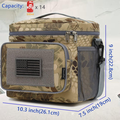 FlowFly Lunch Bag, Insulated Cooler, Thermal Lunch Box Tote with MOLLE/PALS Webbing, Adjustable Padded Shoulder Strap, for Tactical Men Women Adults and Boys Girls Kids (Cyan, Medium)