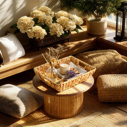 Novabright 4 Pcs Water Hyacinth Storage Baskets 14"L x 10''W x 4.7''H Large Wicker Woven Basket with Handles Pantry Gift Baskets Natural Storage Bins for Organizing Countertop