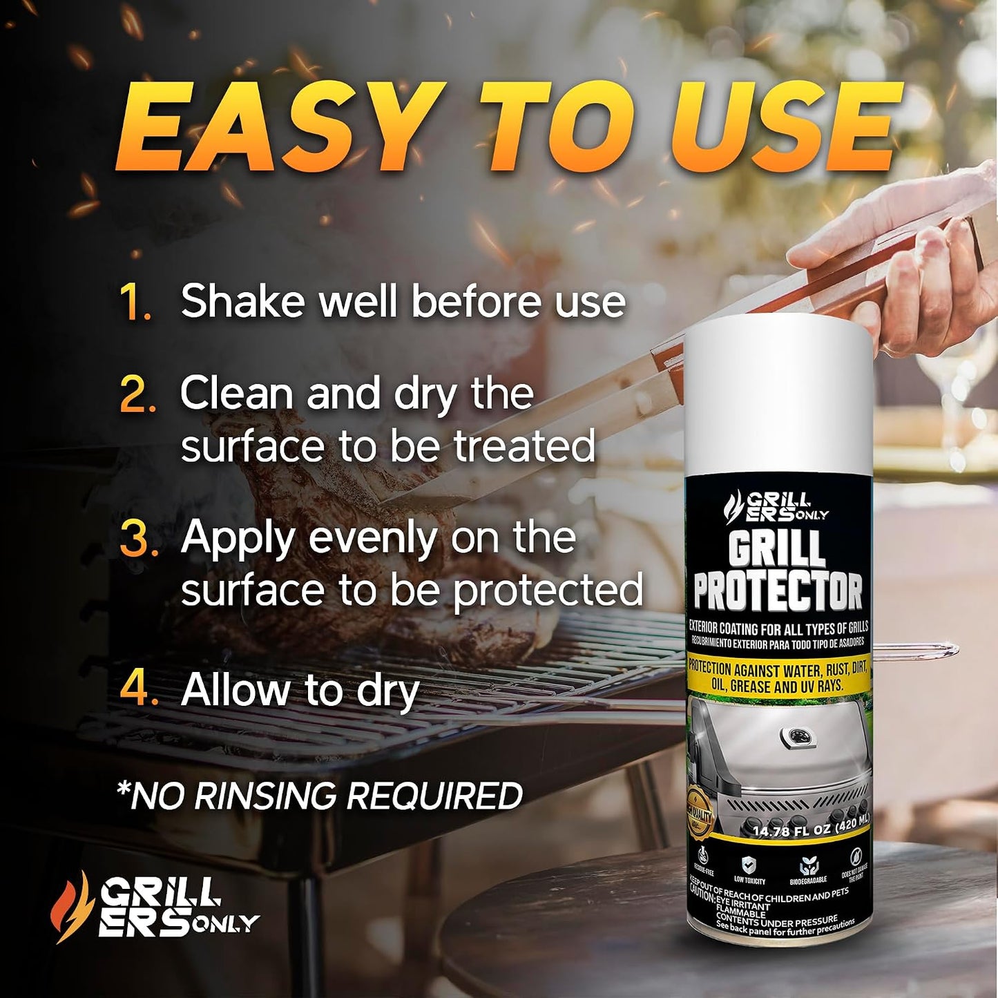 Grill Cleaner Spray & Degreaser | Heavy-Duty Grill Spray for BBQ, Griddles & Cast Iron Cleaner - Professional Outdoor Kitchen Formula - 35.2 fl oz.