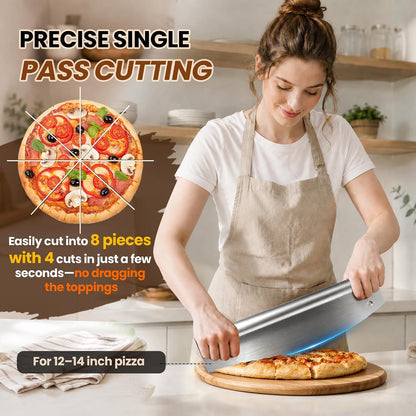 Pizza Cutter Rocker Blade, 14IN Pizza Knife Rocker with Sharp Blade