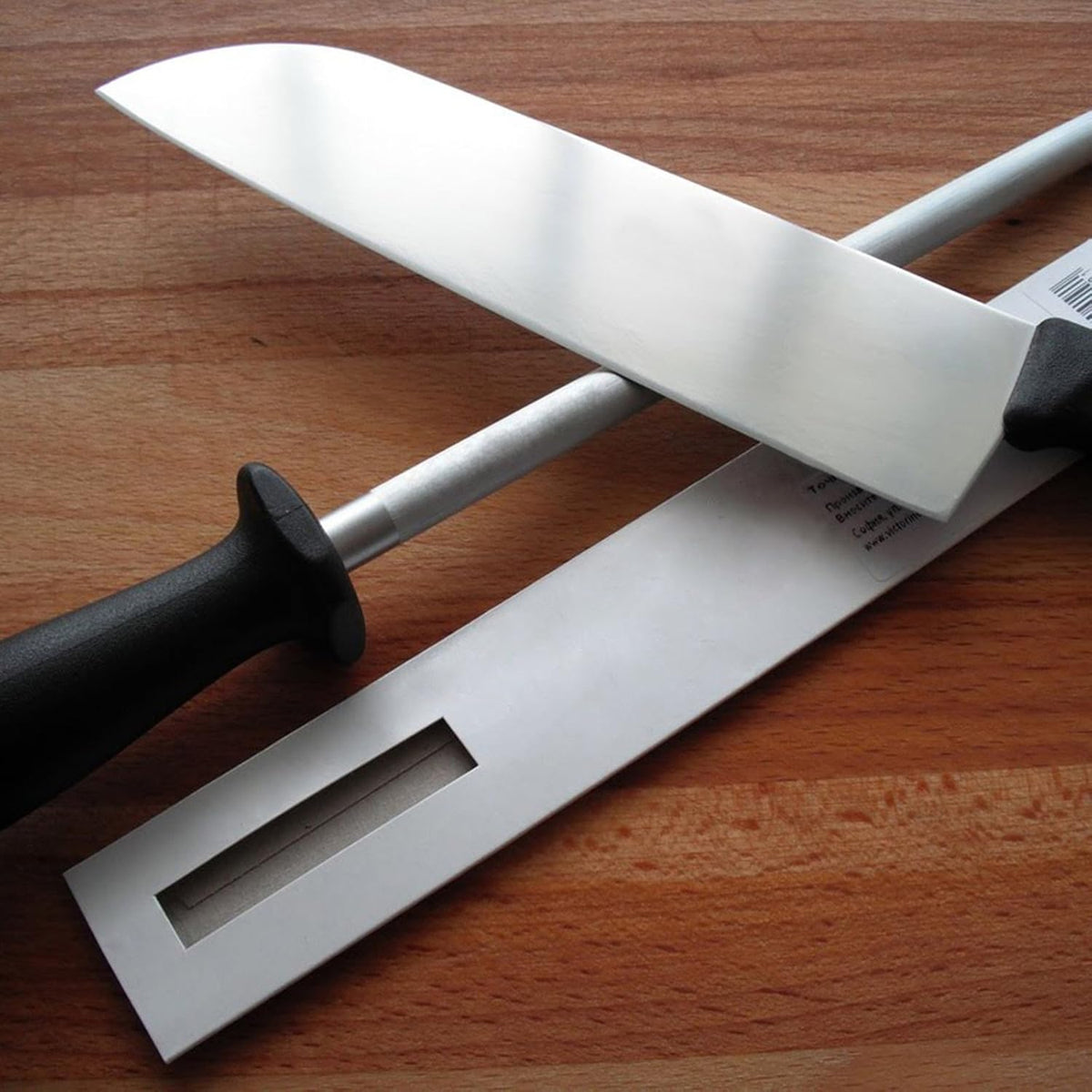 12-Inch Knife Sharpening Rod, Fine Carbon Honing Steel, Black Handle