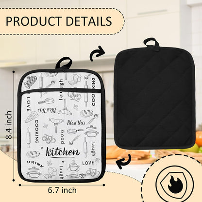 Dark Kitchen Pot Holders 2 Pack Set, Gifts for Cooking Lovers, Chef Gifts for Men Women, Retro Cook Chef Heat Resistant Oven Hot Pads for Kitchen Countertop Baking，075 Potholder