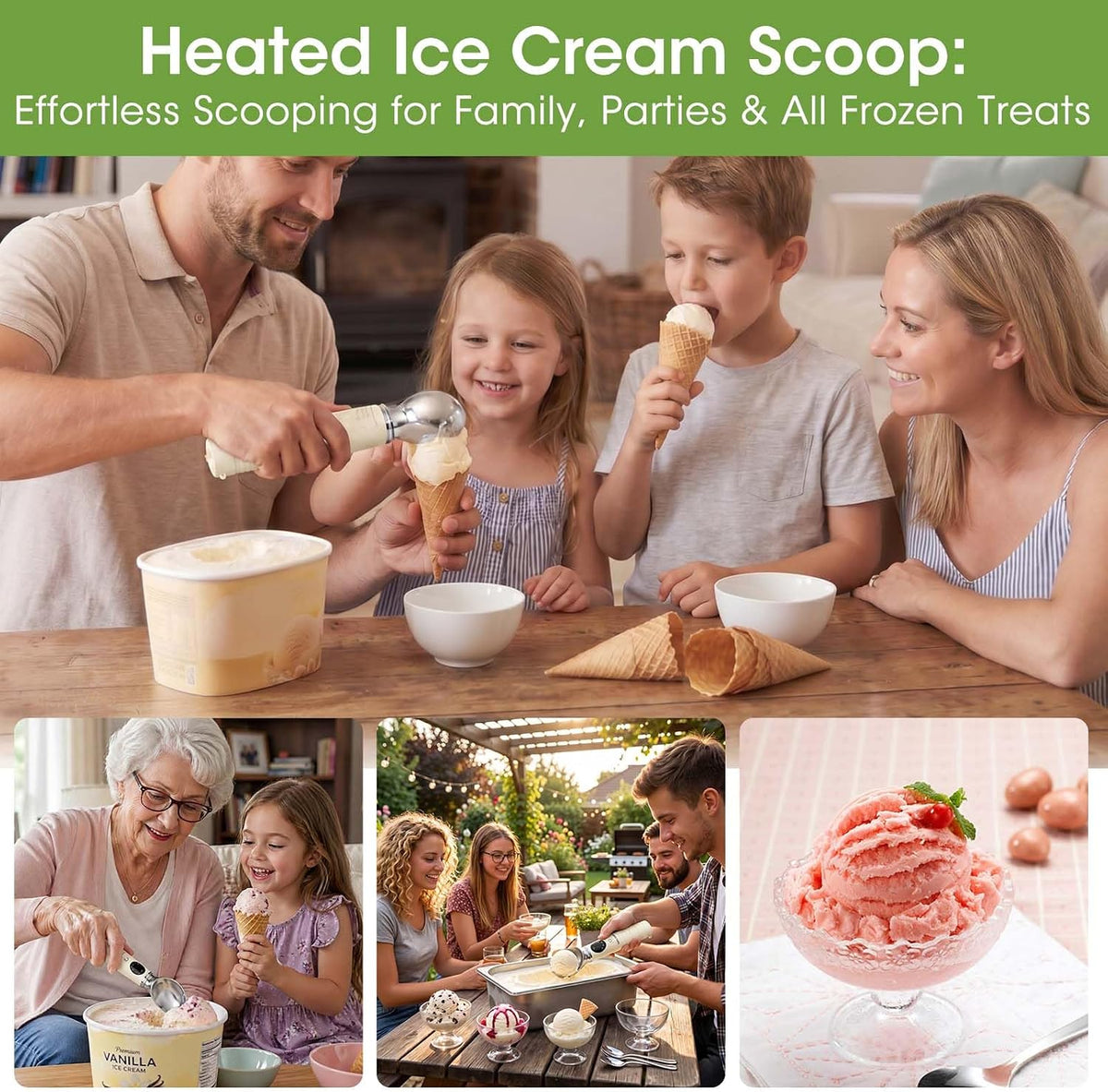 Heated Ice Cream Scoop with Removable Head – Dishwasher Safe