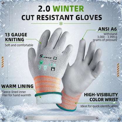 Schwer 12 Pairs A4/A5/A6 Cut Resistant Gloves, Non PFAS CR3088, L