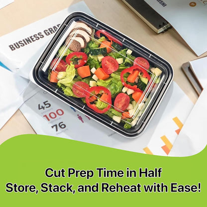 Meal Prep Containers [10 Set] 38 oz with Lids, 1 compartment, Stackable, Reusable, Leakproof, Food Safe, Microwave, Freezer & Dishwasher Safe for Food Prep Storage Bento Box (10 Set, 38 oz)