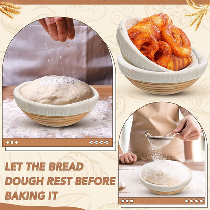 Gejoy 8 Pack 10 Inch Oval Banneton Bread Proofing Basket for Bakers