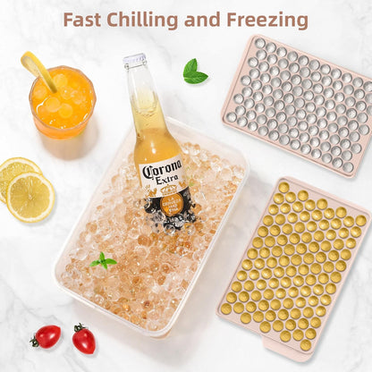 WIBIMEN Mini Ice Cube Trays, 0.55” Tiny Pebble Ice for Iced Coffee & Cocktails, Fast Chill, Easy Twist Release, Stackable with Lid & Storage Bin (2 Pack, Blue)