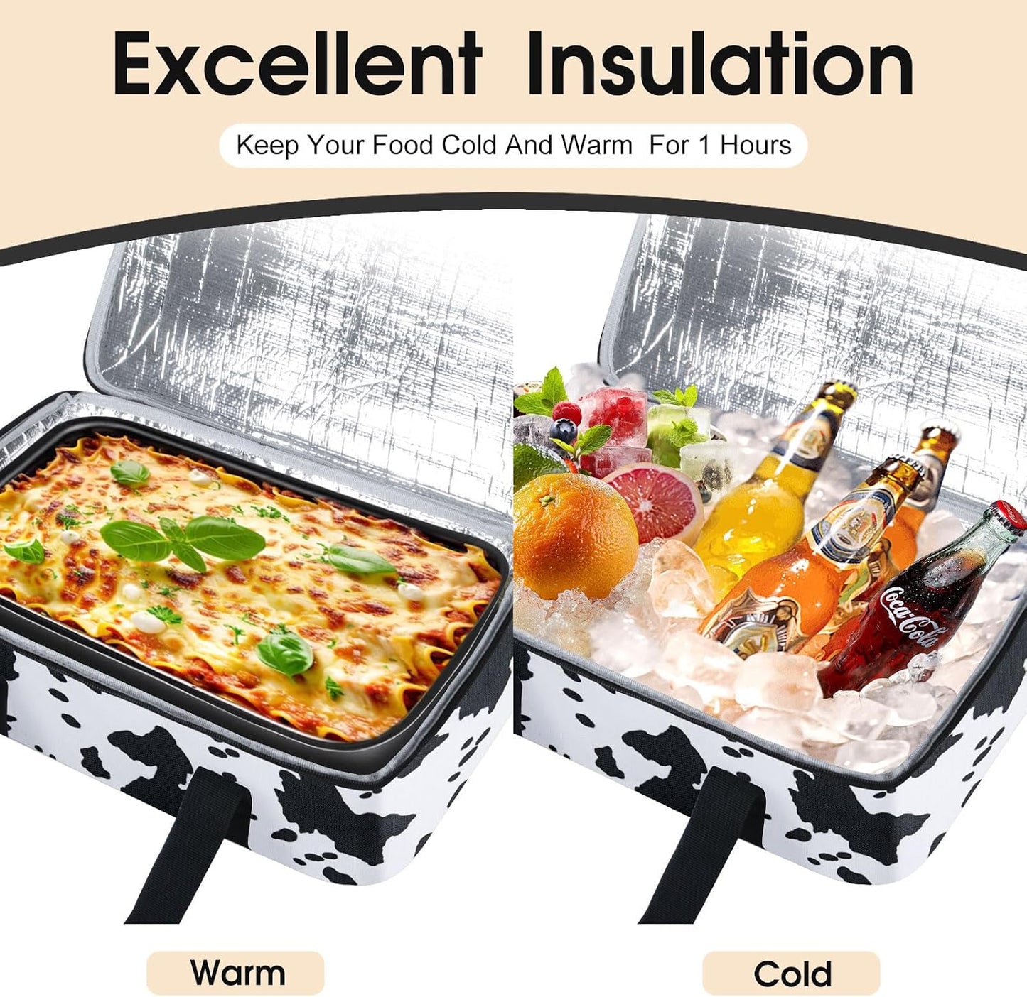Insulated Casserole Carrier, Portable Casserole Carrier for Hot or Cold Food Lunch Tote Warmer or Cooler Bag, Lasagna Lunch Bag for Potluck Parties- Fits 9" x 13" Baking Dish-Charcoal Grey