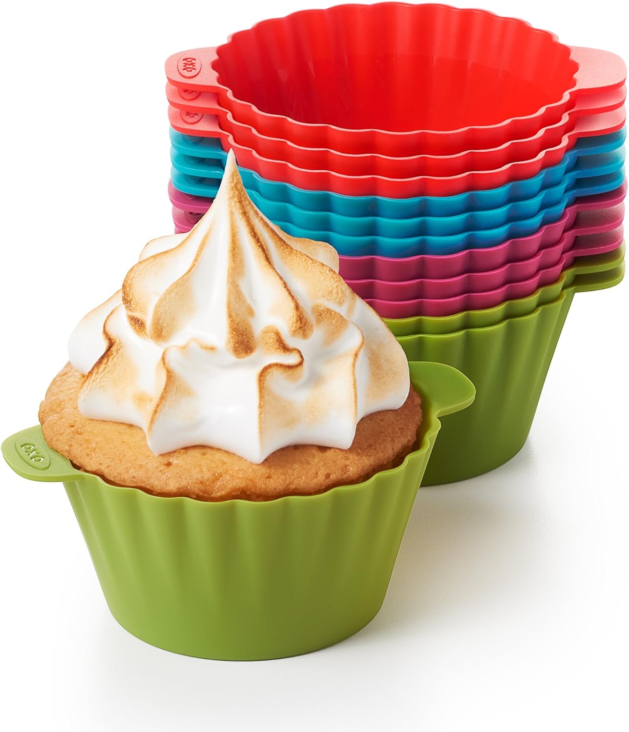 OXO Good Grips Silicone Baking Cups, Pack of 12, Reusable, BPA-Free, Dishwasher Safe, Non-Stick, Food Grade, Cupcake Cups, Muffin Cups, Cupcake Liners, Muffin Liners