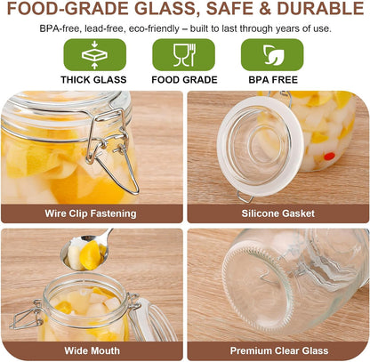 Spice Jars Set of 6, 4 oz Glass Spice Jars with Airtight Lids and Labels, Small Seasoning Jars for Spices, Herbs, Kitchen Spice Organizer