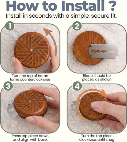 Sourdough Accessories | Seamless Danish Sourdough Bread Whisk, Silicone Dough Scraper & Sourdough Scoring Tool with 5 Blades + Storage Bag (Sourdough bread lame Kit) | Bread baking supplies