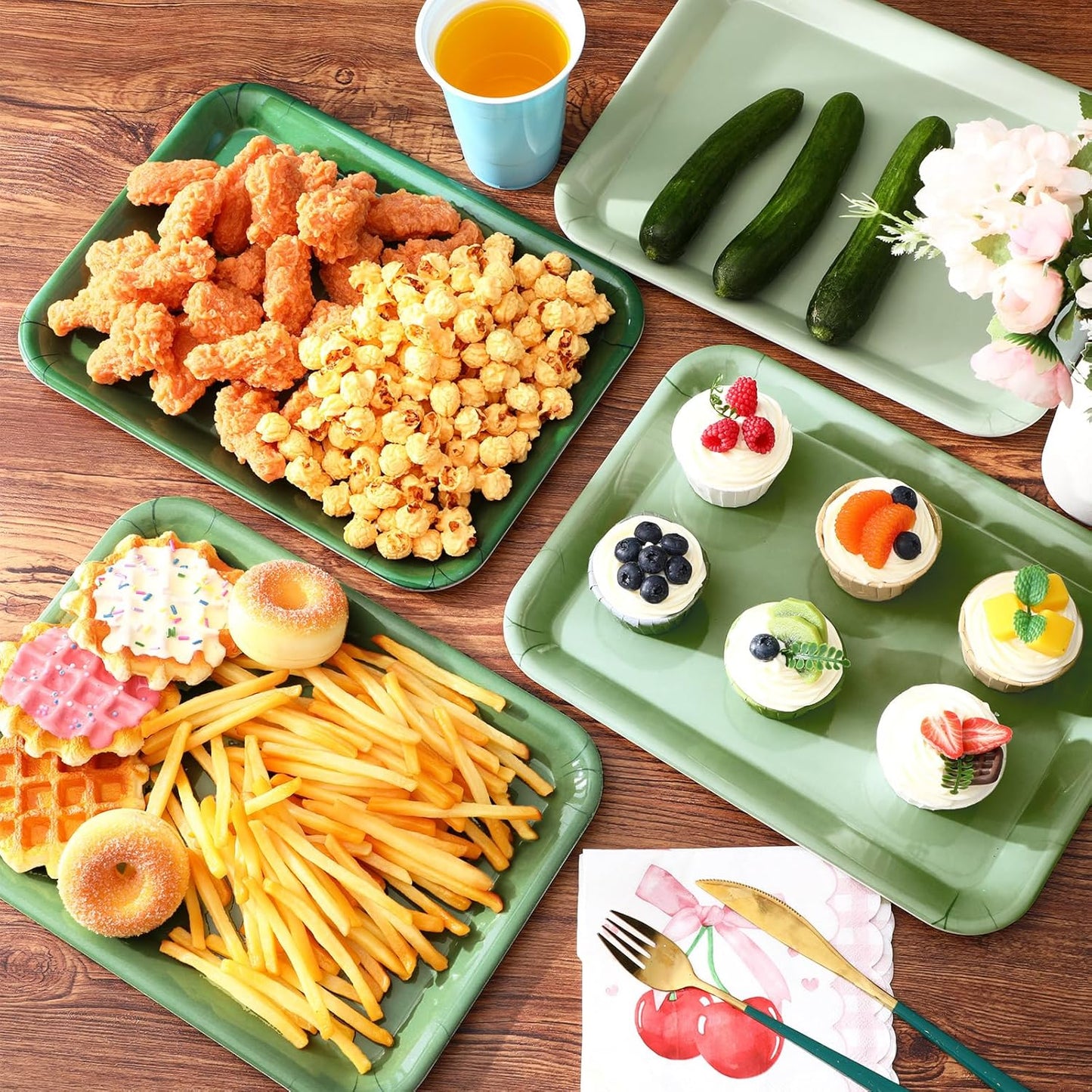 4 Pieces Basketball Serving Trays - Sports Melamine Platters Reusable Rectangle Party Trays for Basketball Sports Theme Party Food Dessert Serving Supplies, 13 x 9.7 inch