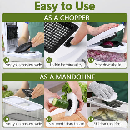 Multifunctional Vegetable Chopper & Mandoline Slicer, Veggie Chopper