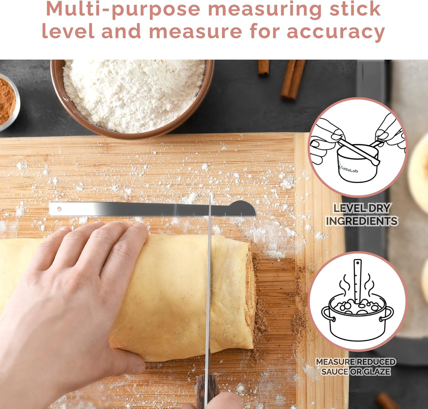 CuttleLab Measuring Cups and Measuring Spoons Set of 14 - Stainless Steel Measuring Cups and Spoons Set, Includes 1/8 Teaspoon Measuring Spoon, 1/8 Cup Measuring Cup, Leveler Dry (14, Country Chic)