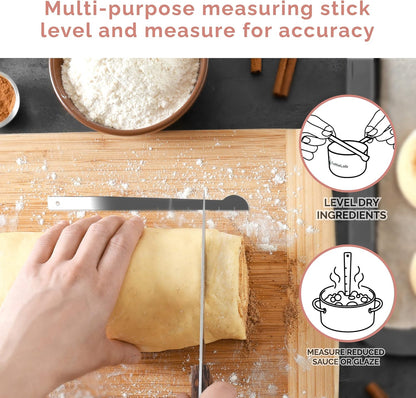 CuttleLab Measuring Cups and Measuring Spoons Set of 14 - Stainless Steel Measuring Cups and Spoons Set, Includes 1/8 Teaspoon Measuring Spoon, 1/8 Cup Measuring Cup, Leveler Dry (14, Country Chic)