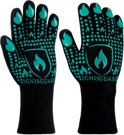 BBQ & Grill Gloves, Oven Gloves Heat Resistant, 1 Pair, Red (L)