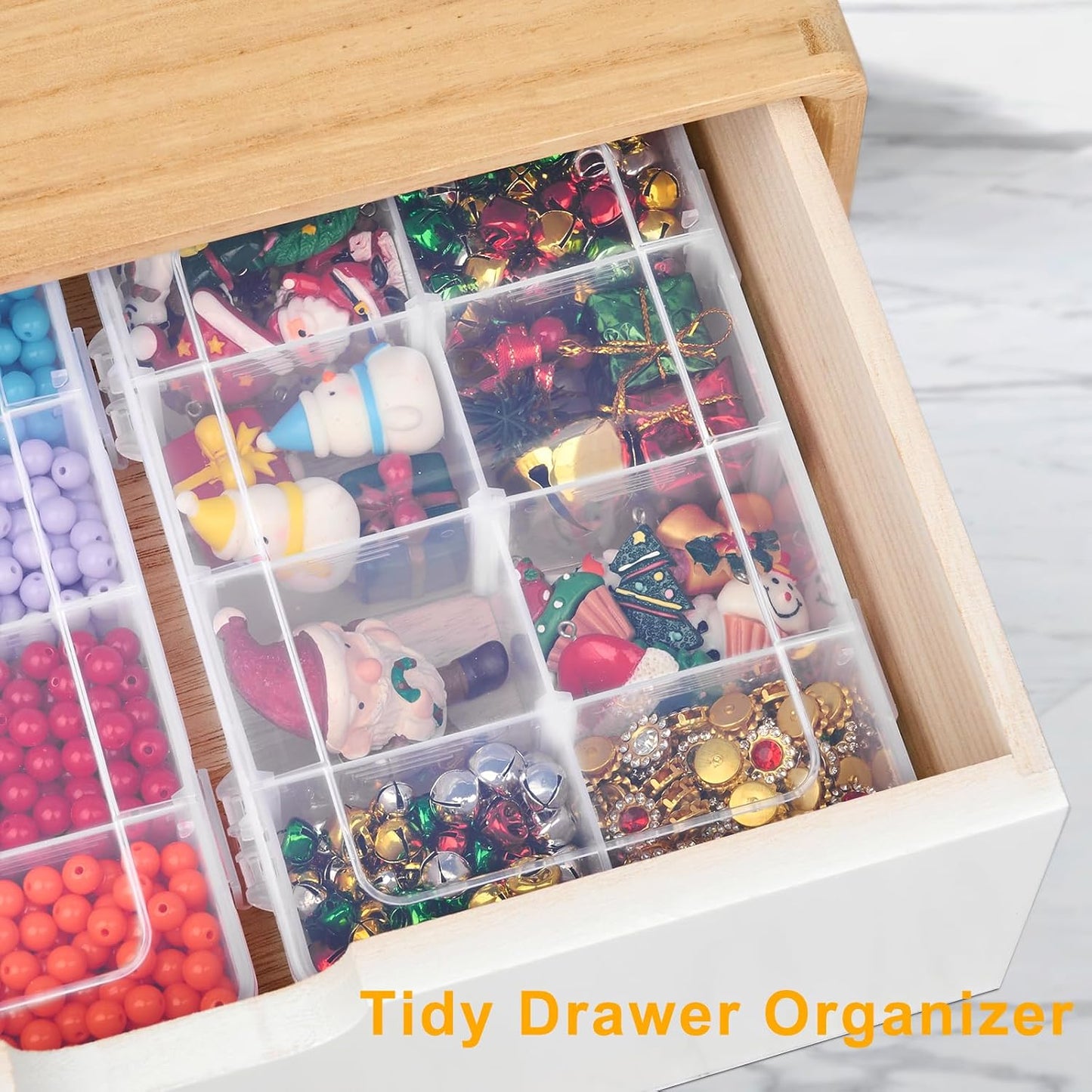 2 Pack 8 Grids Bead Organizer and Storage, Plastic Organizer Box with Removable Dividers and Labels for Jewelry Crafts Small Parts Electronics Tackle Boxes (2)