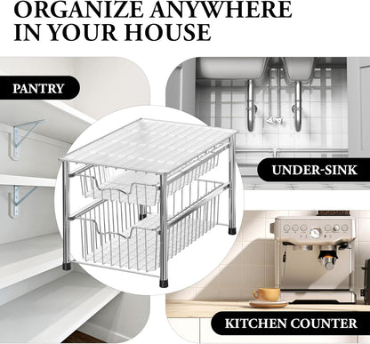 Simple Houseware Stackable Basket Drawer, Chrome