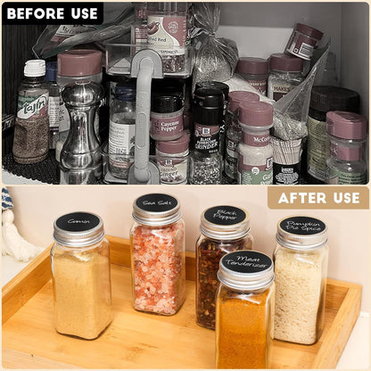 DIDITIME Spice Jars with Label, 4oz Empty Square Seasoning Containers