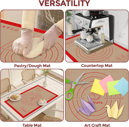 Koolstuffs Silicone Pastry Mat, 26" x 16", Non Slip for Rolling Dough