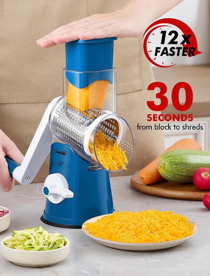 Geedel Rotary Cheese Grater Hand Crank, Cheese Shredder Vegetable Slicer