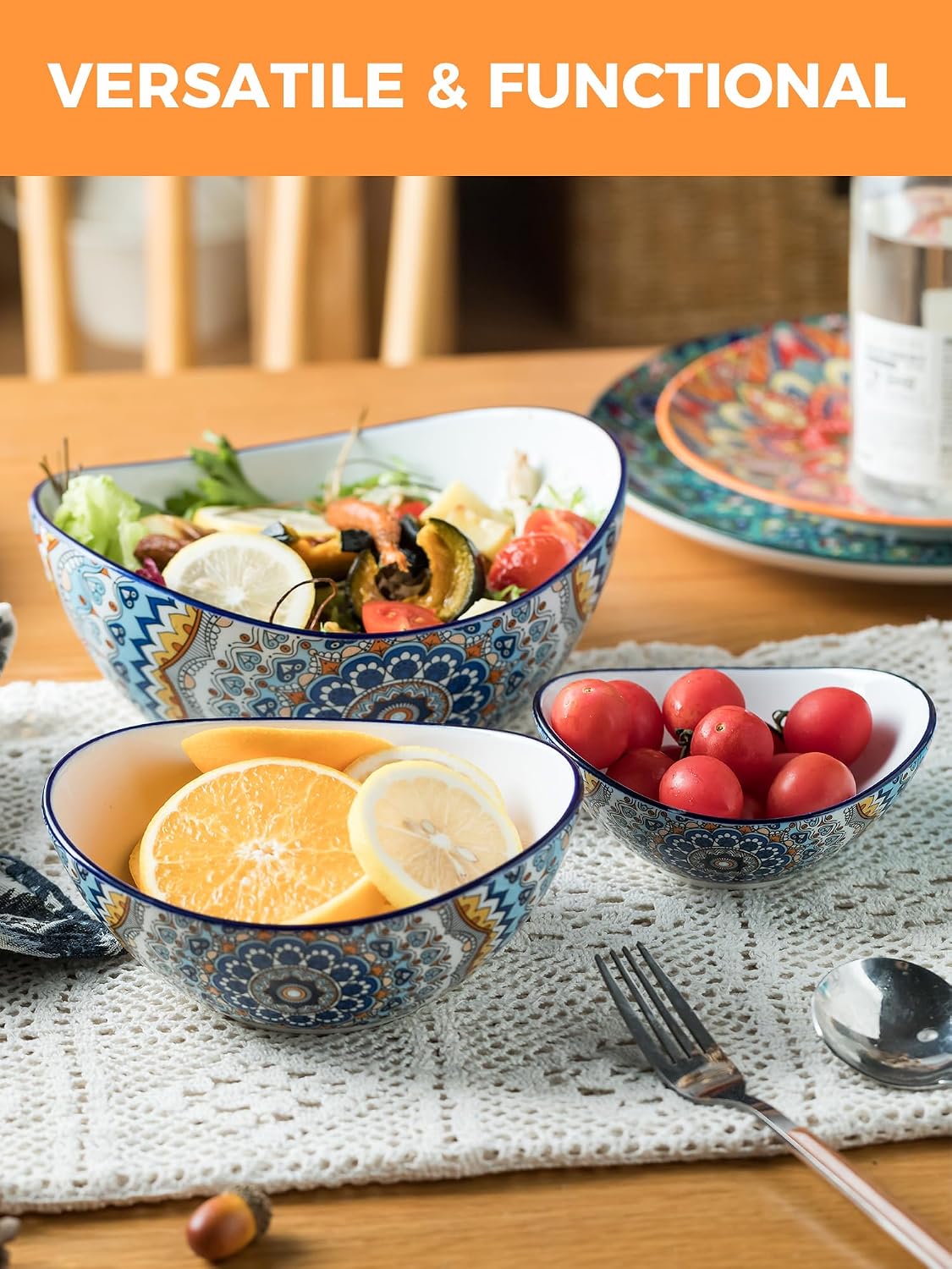 YHOSSEUN 3 Tier Serving Stand Oval Serving Bowl with Metal Rack, Tied Serving Bowls Food Display Dessert Appetizer, Chip and Dip Serving Bowl Set for Parties, Gold-45oz / 17.5oz / 7oz