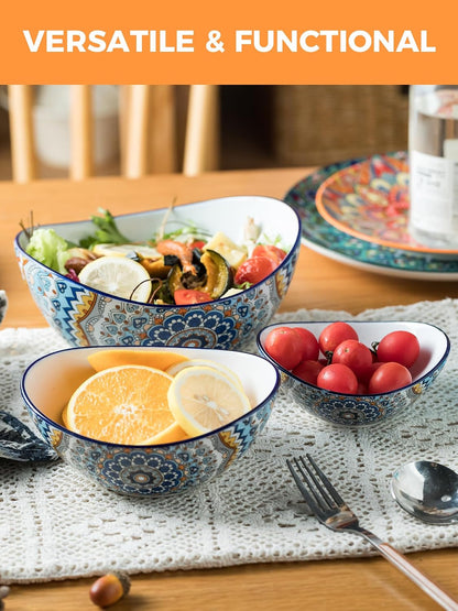 YHOSSEUN 3 Tier Serving Stand Oval Serving Bowl with Metal Rack, Tied Serving Bowls Food Display Dessert Appetizer, Chip and Dip Serving Bowl Set for Parties, Gold-45oz / 17.5oz / 7oz