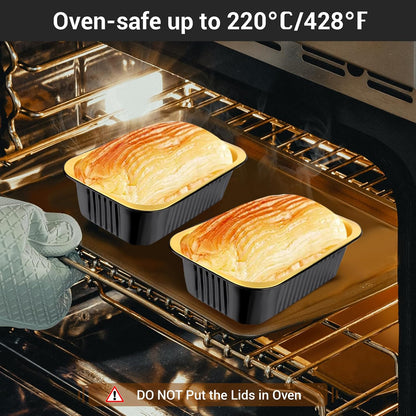EUSOAR Aluminum Pans with Lids, 50pack 32oz Small Disposable Foil Loaf Cake Food Storage Pans, Catering Party Meal Prep Freezer Drip Pans for Microwave Oven Safe Cooking,Baking,Heating,Takeout