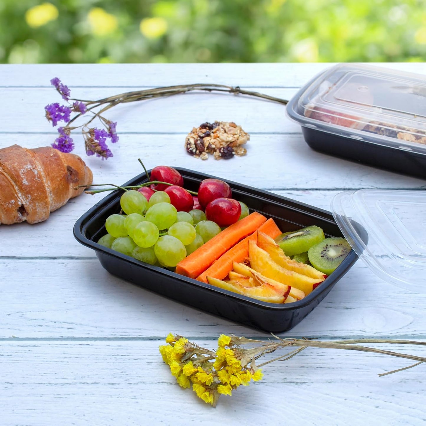 GUSTO [24 oz - 50 Count 3-Compartment Meal Prep Containers with Lids – Reusable, Microwaveable, Dishwasher & Freezer Safe, BPA-Free Food Storage Boxes for Portion Control (Formerly Comfy Package)