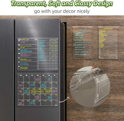 JJPRO Non-Magnetic Clear Weekly Planner & to Do List for Fridge, 8.5"x13" Dry Erase to Do List WhiteBoard,Reuasble Weekly Calendar for Refrigerator,Cabinet,Wall&Glass, All Smooth Surfaces