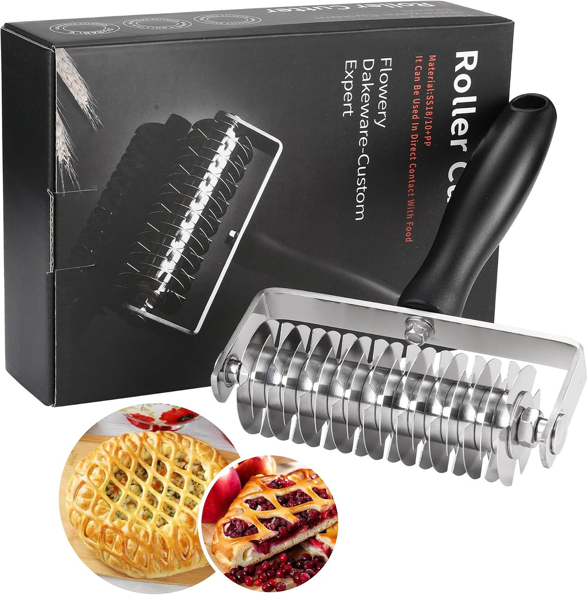 Pastry Lattice Roller Cutter - Stainless Steel Professional Dough Lattice