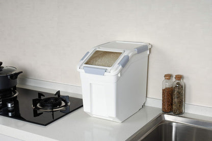 EonTone [2-Pack] 30 lbs Rice Storage Container, 15L Airtight Food Bin with Wheels for Flour, Pet Food