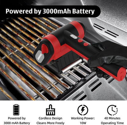 Electric Rechargeable Grill Brush,Grill Cleaner for Outdoor Grill with 800 RPM Motor - Bristle-Free Stainless Steel Grill Cleaner with LED Light for BBQ, Heavy Duty Grill Cleaning Tool (Champagne)