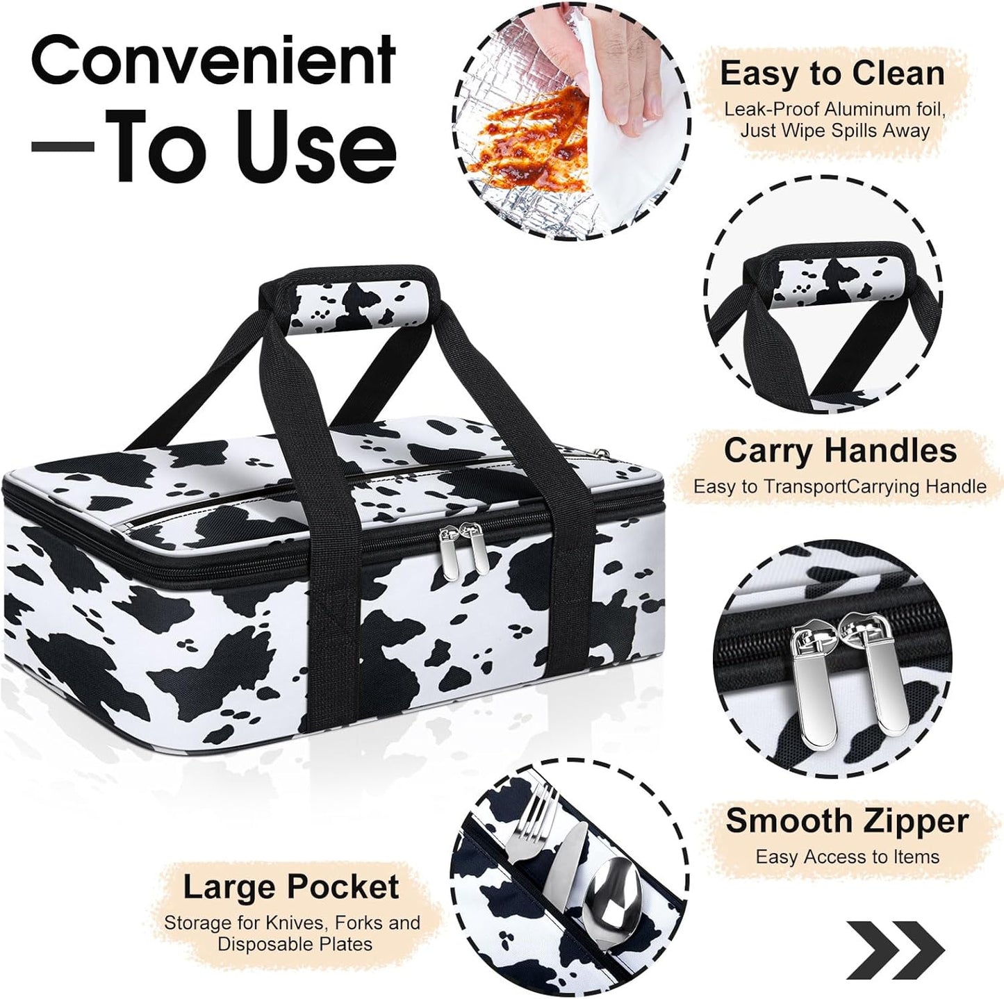 Insulated Casserole Carrier, Portable Casserole Carrier for Hot or Cold Food Lunch Tote Warmer or Cooler Bag, Lasagna Lunch Bag for Potluck Parties- Fits 9" x 13" Baking Dish-Charcoal Grey