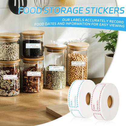 1000 Pcs Removable Freezer Labels with Perforation Line, 1x3 Inch Waterproof Oil Resistant Food Storage Stickers, No Residue Easy Peel Date Content Labels for Kitchen Containers, Jars, Restaurants