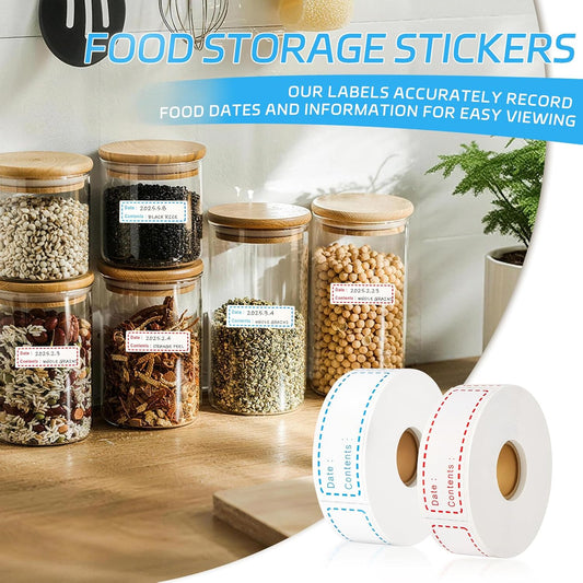 1000 Pcs Removable Freezer Labels with Perforation Line, 1x3 Inch Waterproof Oil Resistant Food Storage Stickers, No Residue Easy Peel Date Content Labels for Kitchen Containers, Jars, Restaurants