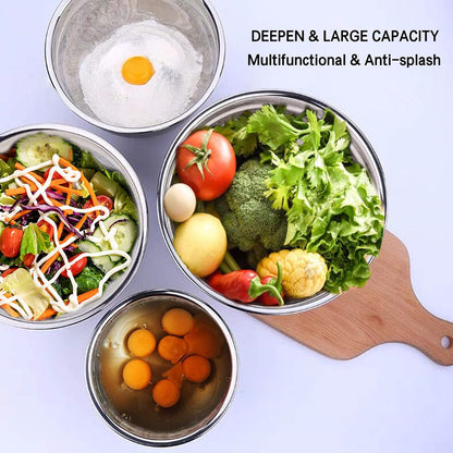 Umite Chef Mixing Bowls with Airtight Lids, 6 piece Stainless Steel Metal Nesting Storage Bowls, Non-Slip Bottoms Size 7, 3.5, 2.5, 2.0,1.5, 1QT, Great for Mixing & Serving (Khaki)