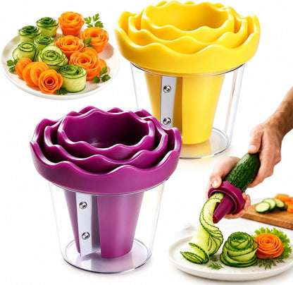 Vegetable Spiralizer and Curler, 2 Pack Rose Slicer for Carrot & Cucumber