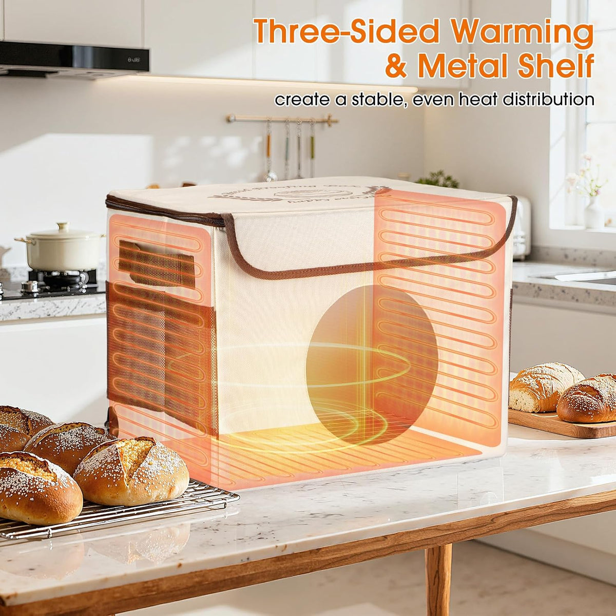 Folding Bread Proofing Box - 86-113℉ Temperature Control & 24H Timer, Dough Proofer with Metal Rack, Foldable Proofing Warming Box for Sourdough, Bread Baking, Pizza, Yogurt