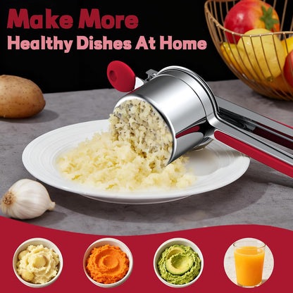 Large 15oz Potato Ricer for Mashed Potatoes, Heavy Duty 18/8 Stainless Steel Potato Masher for Baby Food & Spaetzle Maker, Masher and Ricer Kitchen Tool, Press and Mash Kitchen Gadget, Black