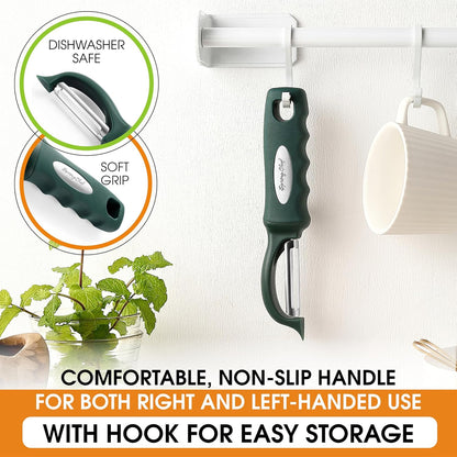 Spring Chef Premium Swivel Vegetable Peeler, Soft Grip Handle and Ultra Sharp Stainless Steel Blades - Perfect Kitchen Peeler For Veggie, Fruit, Potato, Carrot, Apple - Mango