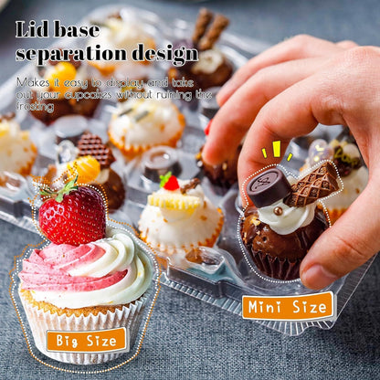 NPLUX 12 Count Mini Cupcake Containers 20 Pack Cupcake Holder with Detachable Tall Dome Lids Mini Plastic Stackable Cupcake Boxes for 240 Cupcakes, BPA Free