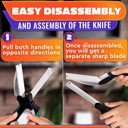 2 in 1 Kitchen Scissors for Food with Knife Sharpener (Grey)