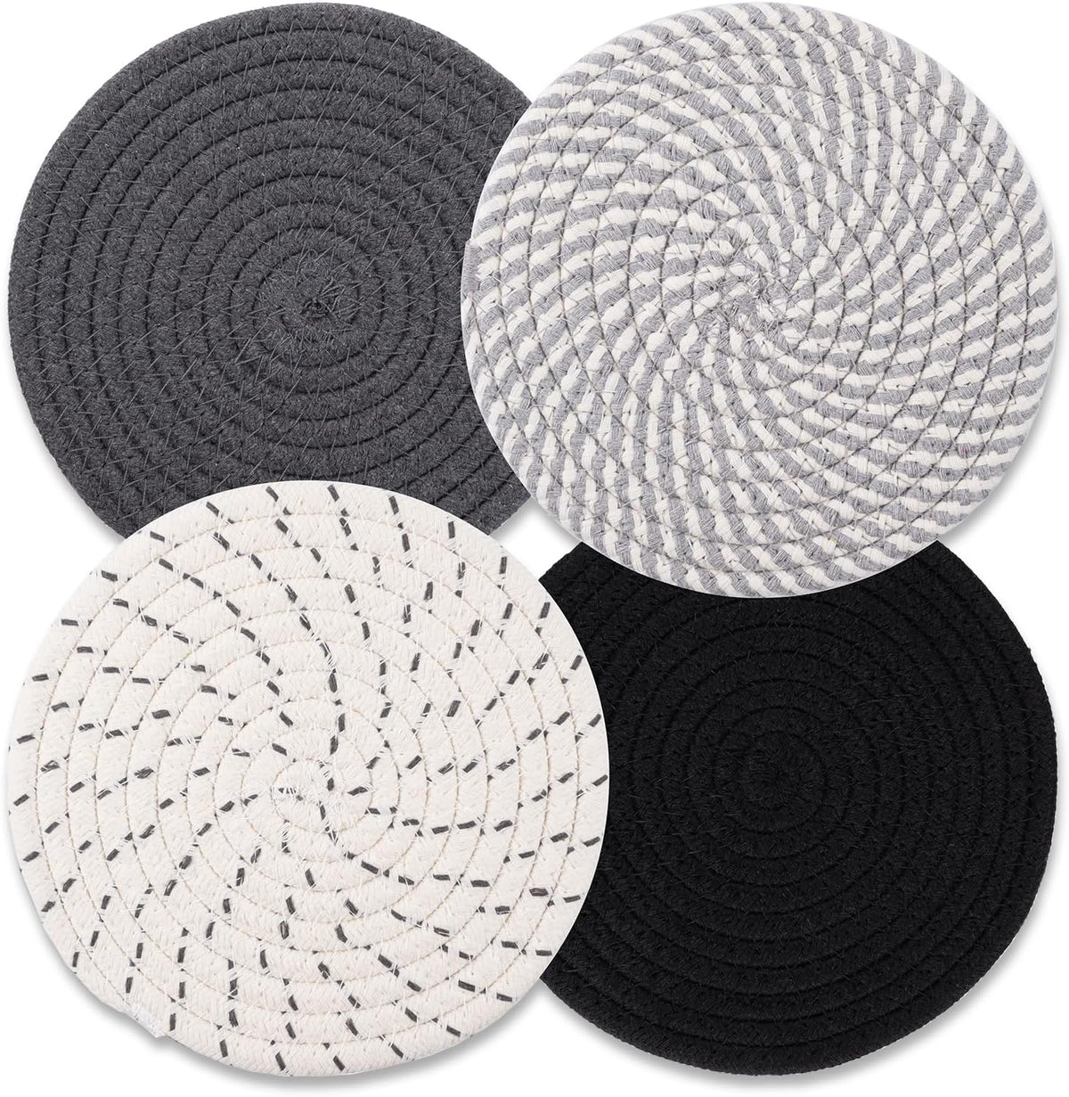Trivets for Hot Dishes, Hot Pads for Kitchen, 7'' Trivets for Hot Pots and Pans, Pot Holders for Kitchen, Pot Holders Heat Resistant 4-Pcs, Kitchen Essentials for New Home (Brown)